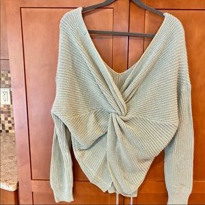 Forever 21 Mint Twist Back Oversized Sweater